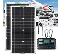 LTdlhFk Panneau Solaire Monocristallin Portable 250 W 500 W avec Contrôleur 10 A/20 A/30 A, Double USB, Peut être Utilisé pour Le Chargement De Batterie 12 V/24 V,500W-10Acontroller