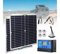 LTdlhFk Panneau Solaire USB 200 W (28 X 28 Cm) - ContrôLeur 20 A/30 A/60 A + Ligne De Charge 5 en 1, Chargeur D'éNergie Solaire Portable, SystèMe De Module Pv - Bateau/RV/Cabine/Van,2Pcs-20A