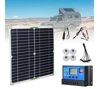 LTdlhFk Panneau Solaire USB 200 W (28 X 28 Cm) - ContrôLeur 20 A/30 A/60 A + Ligne De Charge 5 en 1, Chargeur D'éNergie Solaire Portable, SystèMe De Module Pv - Bateau/RV/Cabine/Van,1Pcs-60A