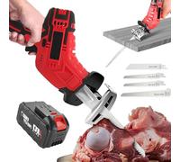 LTdlhFk Scie Alternative sans Fil (Batterie Au Lithium 6,0 Ah), Scie Boucher éLectrique Portative + Lames De Scie 4 PièCes, éClairage LED + Interrupteur Verrouillage, pour La Coupe du Bois