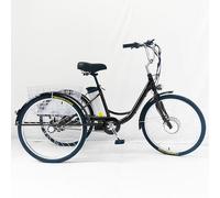 LTdlhFk Tricycle éLectrique à PéDales à Assistance éLectrique 36 V/12 Ah (éLectrique/Assisté) + Panier De Courses, SièGe Souple en PP - Hauteur RéGlable (29,5'' - 33,4'') - Charge 150 Kg,Black