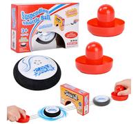 LTFIOON Airs Hockey Hover Puck, Jeu de Hockey sur Table avec 2 Poussoirs Rouges, Portable Léger Hockeys Air Palet Flottants Jeu Table pour Les Fêtes, Anniversaires et Rassemblements en Famille