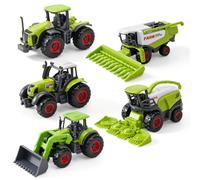 LTFIOON Ensemble de 5 Tracteurs Jouet avec Moissonneuse Batteuse & Camions | Véhicules Agricoles Miniatures pour Enfants - Tracteur Enfant Jouet pour Filles et Garçons dès 3 Ans, Cadeau Anniversaire