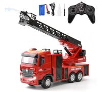 LTFIOON Grand Camion de Pompiers RC 1:18 | Camion de Pompiers télécommandé 2,4G avec Échelle Pivotante à 270° et Fonction Jet d'eau | Rechargeable 7,4V, Lumières & Sons | Jouet Pompier dès 3 Ans
