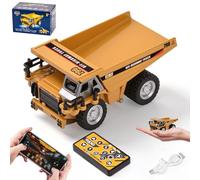 LTFIOON Mini Camion Benne Télécommandée, 1:64 RC Camion Benne Basculante en Métal avec Télécommande 2,4 GHz & Application, Mini Kipplaster RC avec Lumières et Sons, 2 Vitesses, Rechargeable USB