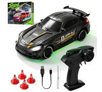 LTFIOON Mini Voiture Télécommandée 1:64 RC Drift Car avec Phares LED | 4WD, 2 Vitesses, Type-C, Direction Proportionnelle, Voiture RC Drift de Table pour Enfants & Adultes