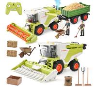 LTFIOON Moissonneuse-batteue RC 2-en-1 Télécommandée, Jouet Moissonneuse-batteuse avec Lumière, Son et Fonction de Pulvérisation, Accessoires pour Scénarios de Ferme, Cadeau Ideal pour Enfants 3-8 Ans
