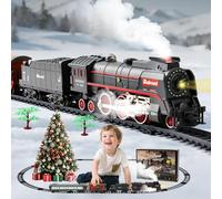 LTFIOON Train Electrique Enfant, Train de Noël Electrique avec Fumée Magique et Son Réaliste, Jouet Train électrique à Vapeur, pour Enfants 3-12 Ans