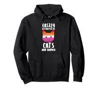 LTGBTQ Facilement Distrait par Les Chats Ou Les Femmes Citation Amour Lesbienne Sweat à Capuche