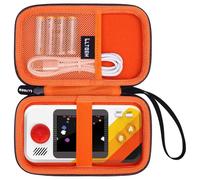 LTGEM Étui de voyage rigide compatible avec My Arcade Atari Pocket Player Pro, étui de protection pour jeux vidéo portable, noir + orange