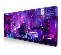 LTHAOGUO Tapis de bureau de jeu violet, tapis de souris étendu guerrier japonais, panneaux néon Tokyo City, décoration Vaporwave, tapis de jeu pour PC, tapis de souris esthétique XL