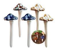 LTHERMELK 5 Pcs Champignons Céramique, 4 Couleurs Champignon de Jardin, Champignon Decoration Extérieure pour Miniature Jardin Féerique Décorations de Plantes Pots de Fleurs Ornements