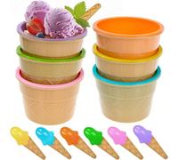 LTHERMELK 6 Pièces Bols à Crème Glacée, Bols de Crème Glacée avec Cuillères, Coupes à Dessert Colorées pour Enfants, Bol en Plastique Bol de Crème Glacée