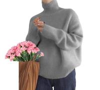LTHTX Women's Turtleneck Sweater Chunky Long Sleeve Knitted Roll Neck Tops Pullover Trendy 2024 Ladies Polo Neck Jumpers (Grey,Medium)