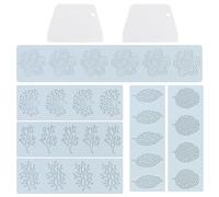 LTISHABILTD 6 Pièces Moule en Silicone pour Feuilles, Moule 3D pour Feuilles Creuses, Moule pour Décoration de Gâteau, avec 2 Pièces Grattoir en Plastique, pour Fondant, Chocolat, Biscuits