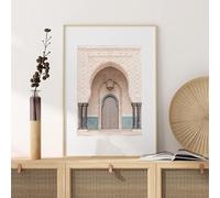 LTjiajuypd Affiche d'architecture islamique, photo de porte marocaine, impression de mosquée, art mural arabe neutre, images beiges, décoration intérieure (50x70CM/sans cadre)
