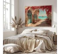 LTjiajuypd Affiche d'art représentant un paysage côtier méditerranéen avec une ville insulaire, décoration pour le salon (50x70CM/sans cadre)