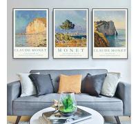LTjiajuypd Affiche d'art rétro Claude Monet, peinture sur toile, paysage coloré, décoration moderne pour salon (50x75cm-3 pièces)
