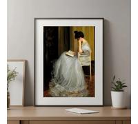 LTjiajuypd Affiche et impression sur toile, tableau décoratif pour salon, librairie, style vintage européen, femme lisant un livre (70 x 110 cm, sans cadre)