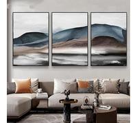LTjiajuypd Affiche et impressions sur toile représentant un paysage de montagne abstrait aux lignes dorées, idéales pour la décoration murale du salon (50 x 75 cm - 3 pièces).