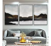 LTjiajuypd Affiche et impressions sur toile représentant un paysage de montagne abstrait aux lignes dorées, idéales pour la décoration murale du salon (30 x 45 cm - 3 pièces).