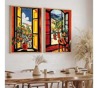LTjiajuypd Affiche Henri Matisse Fenêtre ouverte, paysage, impression sur toile, art nordique, décoration murale pour chambre ou maison (70 x 100 cm - 2 pièces)