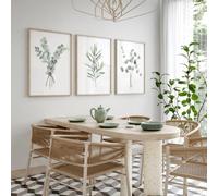 LTjiajuypd Affiche imprimée sur toile représentant une branche d'olivier et un eucalyptus vert, style minimaliste moderne, art botanique abstrait, décoration murale (30 x 40 cm - 3 pièces)