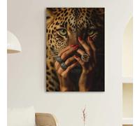 LTjiajuypd Affiche léopard vintage, impression d'art mural glamour, décoration animale rétro, œuvre d'art féminine, photographie de mode, peinture sur toile (70x110cm/sans cadre)