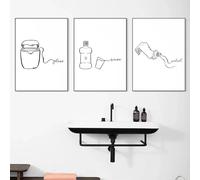 LTjiajuypd Affiche minimaliste moderne avec pinceau et fil dentaire, peinture sur toile, décoration murale, bureau, 50 x 70 cm, 3 pièces, sans cadre