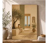 LTjiajuypd Affiche minimaliste pour chambre à coucher, style méditerranéen, représentant une femme lisant (70 x 100 cm, sans cadre).