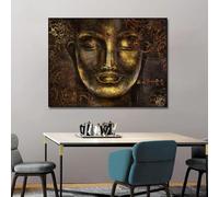 LTjiajuypd Affiche religieuse sereine de la tête de Bouddha, impression sur toile, décoration murale pour la maison, le salon ou le bureau (60 x 90 cm, sans cadre)