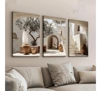 LTjiajuypd Affiche sur toile, paysage d'architecture moderne avec plantes en pot, décoration intérieure (50 x 75 cm - 3 pièces)