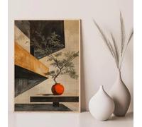LTjiajuypd Affiche sur toile style nordique rétro japonais zen, avec fleurs de pin, oiseaux et coucher de soleil, pour la décoration murale de votre bureau ou maison (60 x 85 cm).