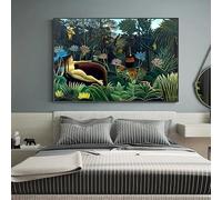 LTjiajuypd Affiche vintage Henri Rousseau représentant des animaux de la jungle tropicale, impression sur toile, peinture botanique, décoration murale pour la chambre ou la maison (50x70cm)