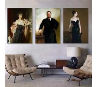 LTjiajuypd Affiche vintage Lady Helen Vincent Singer Sargent, beauté féminine, rose, art, toile, peinture murale, décoration d'intérieur, 30 x 45 cm, 3 pièces, sans cadre