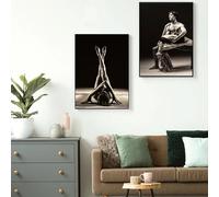 LTjiajuypd Affiche vintage noir et blanc, danseuse de ballet élégante, toile, affiche et impression, art mural, décoration d'intérieur, 70 x 100 cm, 2 pièces, sans cadre