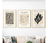 LTjiajuypd Affiches de style nordique abstraites Henri Matisse Picasso Paul Klee, peintures murales, impressions sur toile, photos vintage, décoration d'intérieur (30 x 40 cm, 3 pièces)