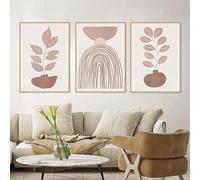LTjiajuypd Affiches et impressions abstraites représentant des lignes bohèmes, des vases et des feuilles, art mural, peinture sur toile, photos pour décoration de chambre (60 x 80 cm, 3 pièces)