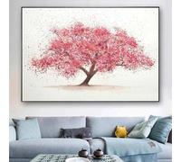LTjiajuypd Affiches et impressions de cerisier en fleurs, peinture sur toile, art mural, arbre rose, image pour salon, décoration artistique pour la maison, 80 x 120 cm, sans cadre