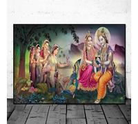 LTjiajuypd Affiches et impressions indiennes de Krishna, peinture sur toile, œuvres d'art murales indiennes, images pour salon, décoration de la maison, 90 x 130 cm, sans cadre