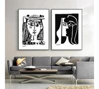 LTjiajuypd Affiches et impressions sur toile de Picasso et Matisse, style nordique, noir et blanc, peinture abstraite, corps et visage, décoration murale pour salon, 60 x 90 cm, 2 pièces, sans cadre