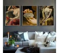 LTjiajuypd Affiches et impressions sur toile vintage, élégantes et antiques, portraits de fille lisant, galerie d'art, décoration murale pour la maison (40 x 60 cm, 3 pièces)