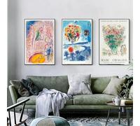 LTjiajuypd Affiches et reproductions rétro de Marc Chagall, coucher de soleil abstrait, tableaux sur toile pour la décoration du salon (50 x 70 cm - 3 pièces)
