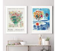 LTjiajuypd Affiches et reproductions rétro de Marc Chagall, coucher de soleil abstrait, tableaux sur toile pour la décoration du salon (70 x 100 cm - 2 pièces)