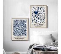 LTjiajuypd Affiches murales botaniques bleues modernes de style William Morris, style nordique, impressions sur toile pour la décoration du salon (40x60cm-2pcs)