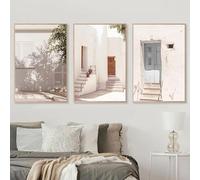 LTjiajuypd Affiches photographiques florales pastel de village espagnol, impressions de voyage estivales en Espagne, art mural, peinture sur toile, décoration (30x50cm-3 pièces)