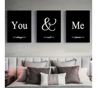 LTjiajuypd Affiches sur toile, art moderne, noir et blanc, « Toi et moi », décoration intérieure pour chambre, salon et maison (60 x 90 cm - 3 pièces)