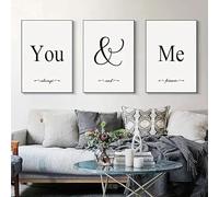 LTjiajuypd Affiches sur toile, art moderne, noir et blanc, « Toi Moi », décoration intérieure pour chambre, salon et maison (50 x 75 cm - 3 pièces)