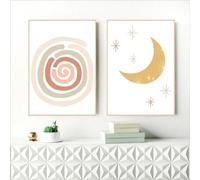 LTjiajuypd Cactus ABC Alphabet Numéro Soleil Arc-en-ciel Nuage Art Mural Toile Peinture Impressions Nordique Photos Enfants Filles Chambre Décor 50x75cm-2Pcs Sans Cadre