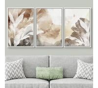 LTjiajuypd Ensemble de 3 tableaux muraux botaniques aquarelle beige, impressions sur toile abstraites de feuilles bohèmes neutres, décoration minimaliste pour la maison ou le bureau (40 x 55 cm)